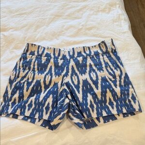 J. Crew High Waist Blue and Cream Patterned Shorts